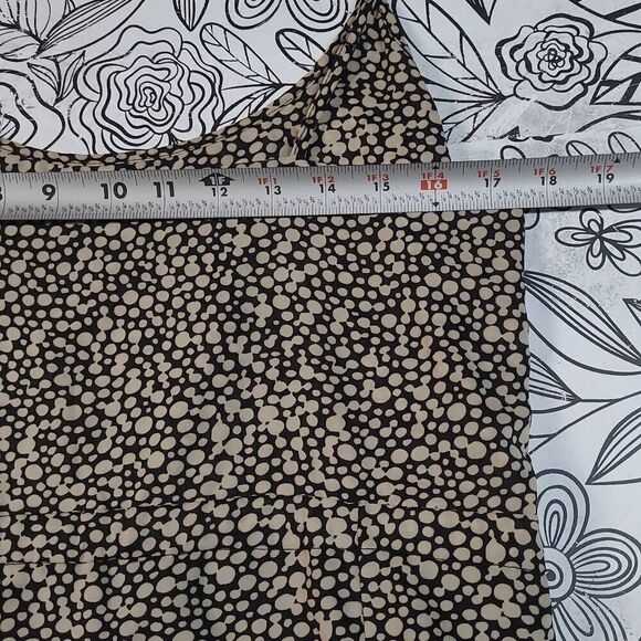 XXI Slouchy spaghetti strap mini dress circle print large black tan party - Picture 9 of 9